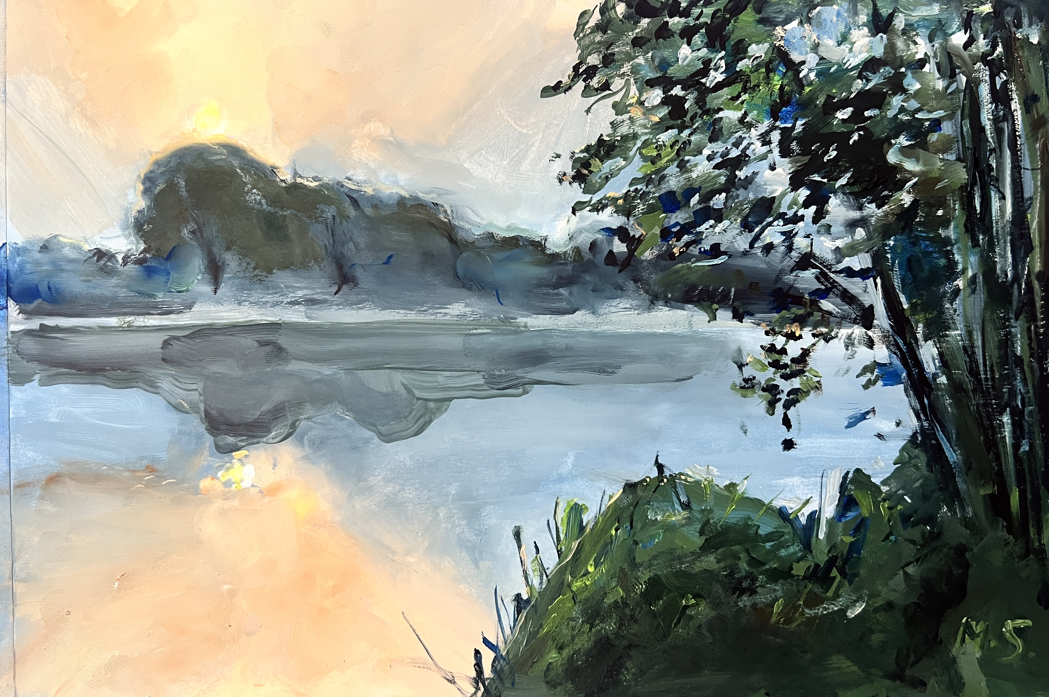 Teteriv River painting by Ukrainian artist Marina Stognieva